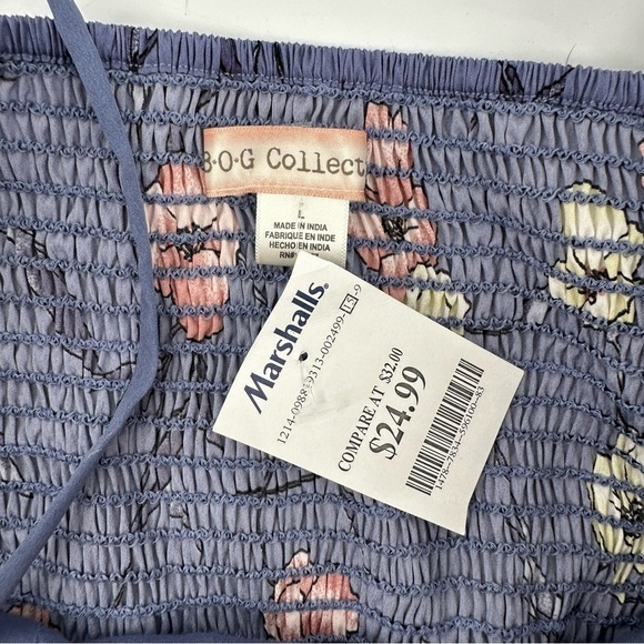 BOG Collection Bustier Romper Blue Floral Summer Time Fun Women's Size Large NWT - Picture 2 of 9